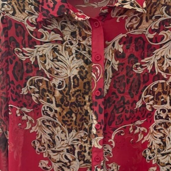 Pretty Little Things Patterned Button Down Blouse - Picture 3 of 6